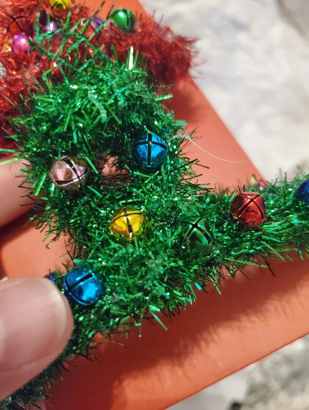 Enchanté Merry Tinsel and Bell Christmas Tree Hair Clip Set